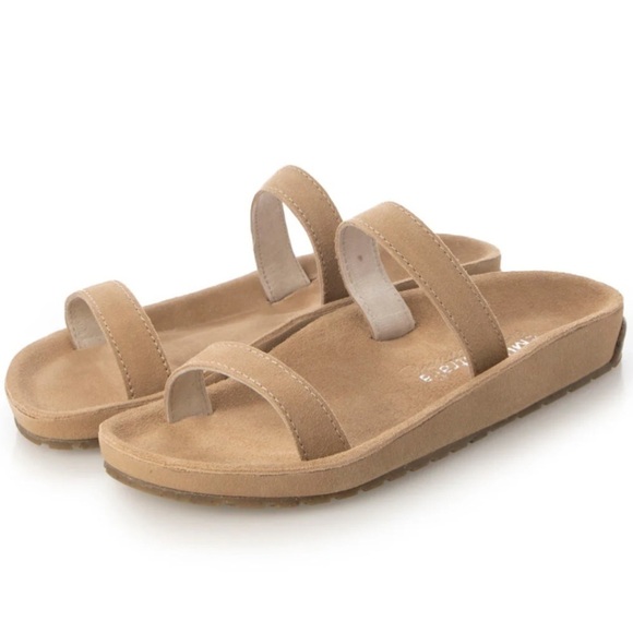 EMU Australia Shoes - EMU Australia Lorikeet Tan Suede Two Strap Slide Sandal Almond Size 11